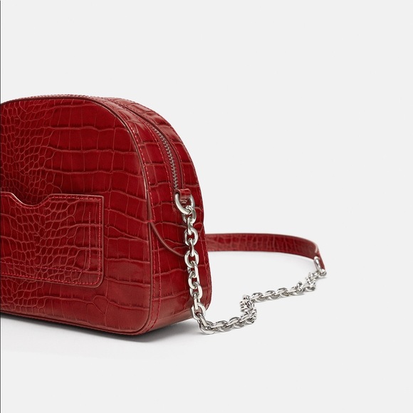ZARA Printed Red Crossbody Bag W/Chain Strap - Picture 3 of 7